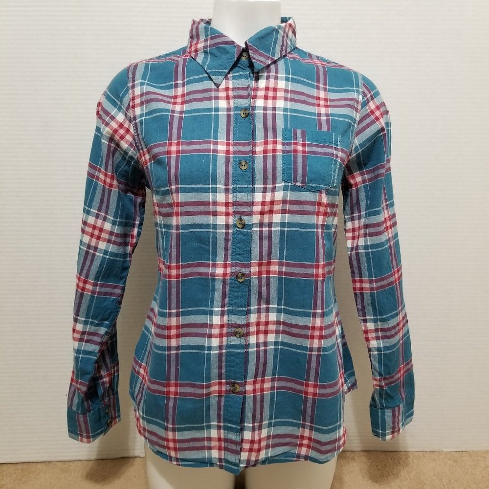 Confess top Large plaid button up darts pocket layering casual long sleeve